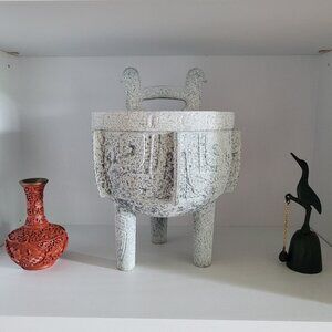 Vintage 60s Mint-White Patina Brass James Mont Style Brutalist Ice Bucket Bowl
